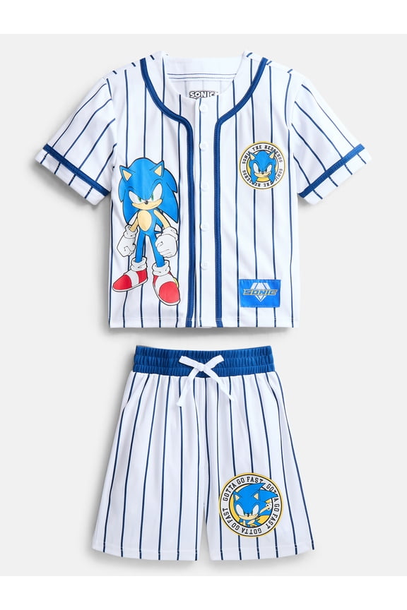 Sonic the Hedgehog Boys Baseball Jersey and Matching Shorts Set, 2-Piece, Sizes 4-12