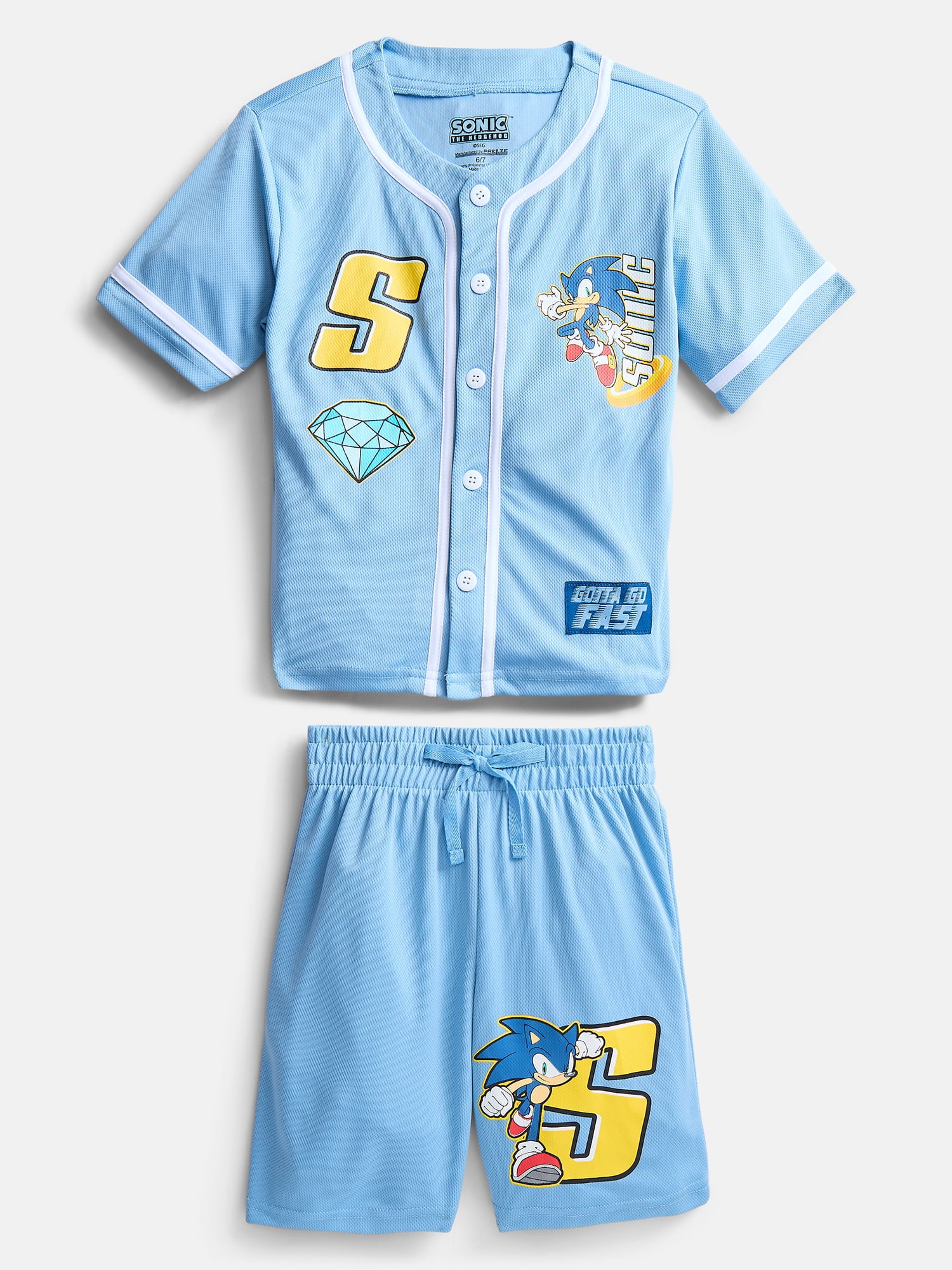Sonic the Hedgehog Boys Baseball Jersey and Matching Shorts Set, 2-Piece, Sizes 4-12