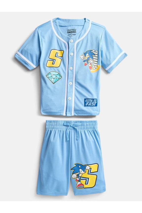 Sonic the Hedgehog Boys Baseball Jersey and Matching Shorts Set, 2-Piece, Sizes 4-12