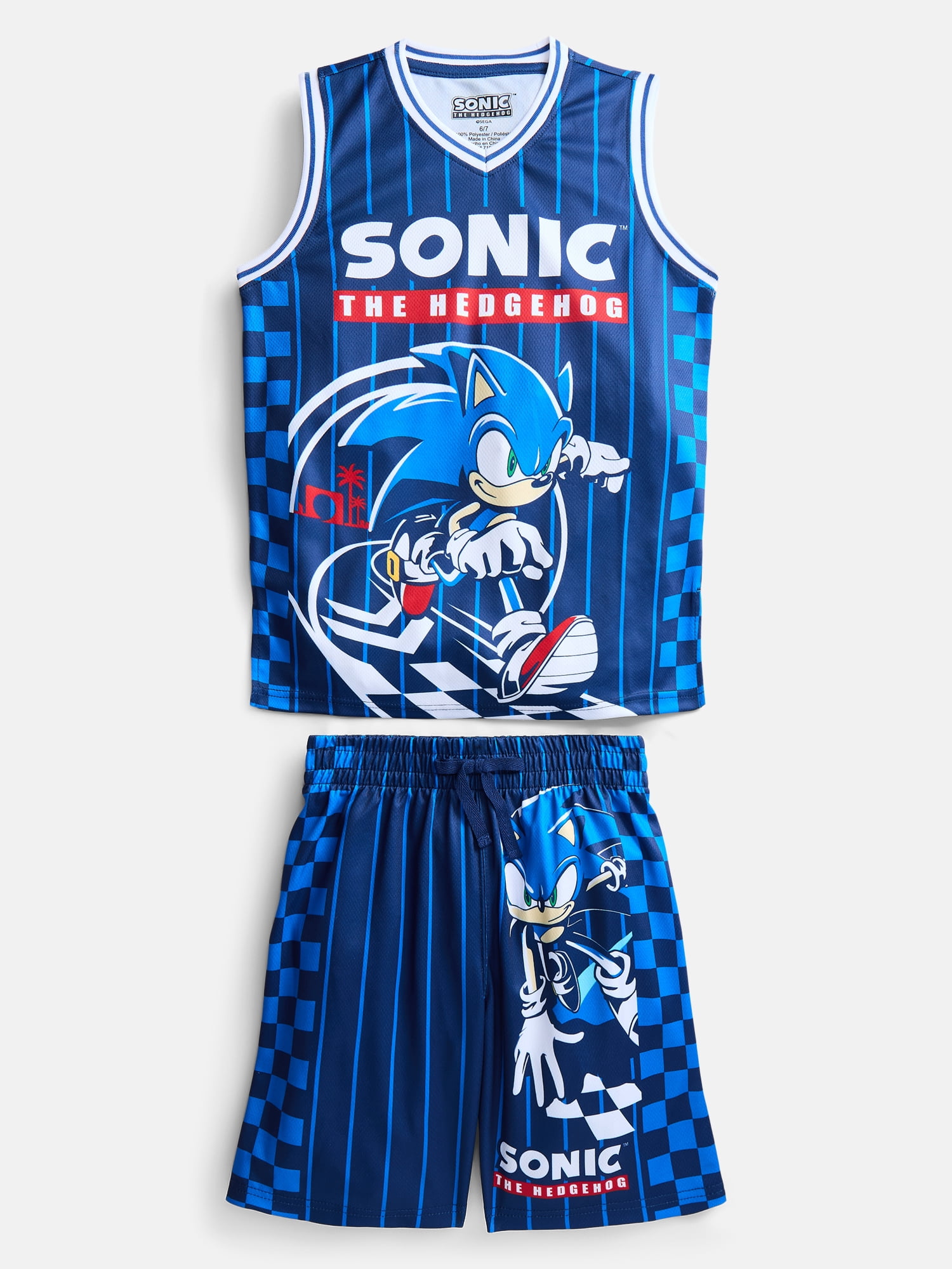 Sonic the Hedgehog Boys Basketball Jersey and Matching Shorts Set, 2-Piece, Sizes 4-12