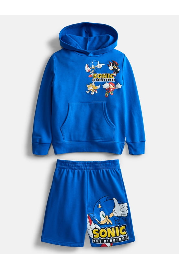 Sonic Hedgehog Hoodie & Matching Short Set Sizes XS 4/5- XXL 18