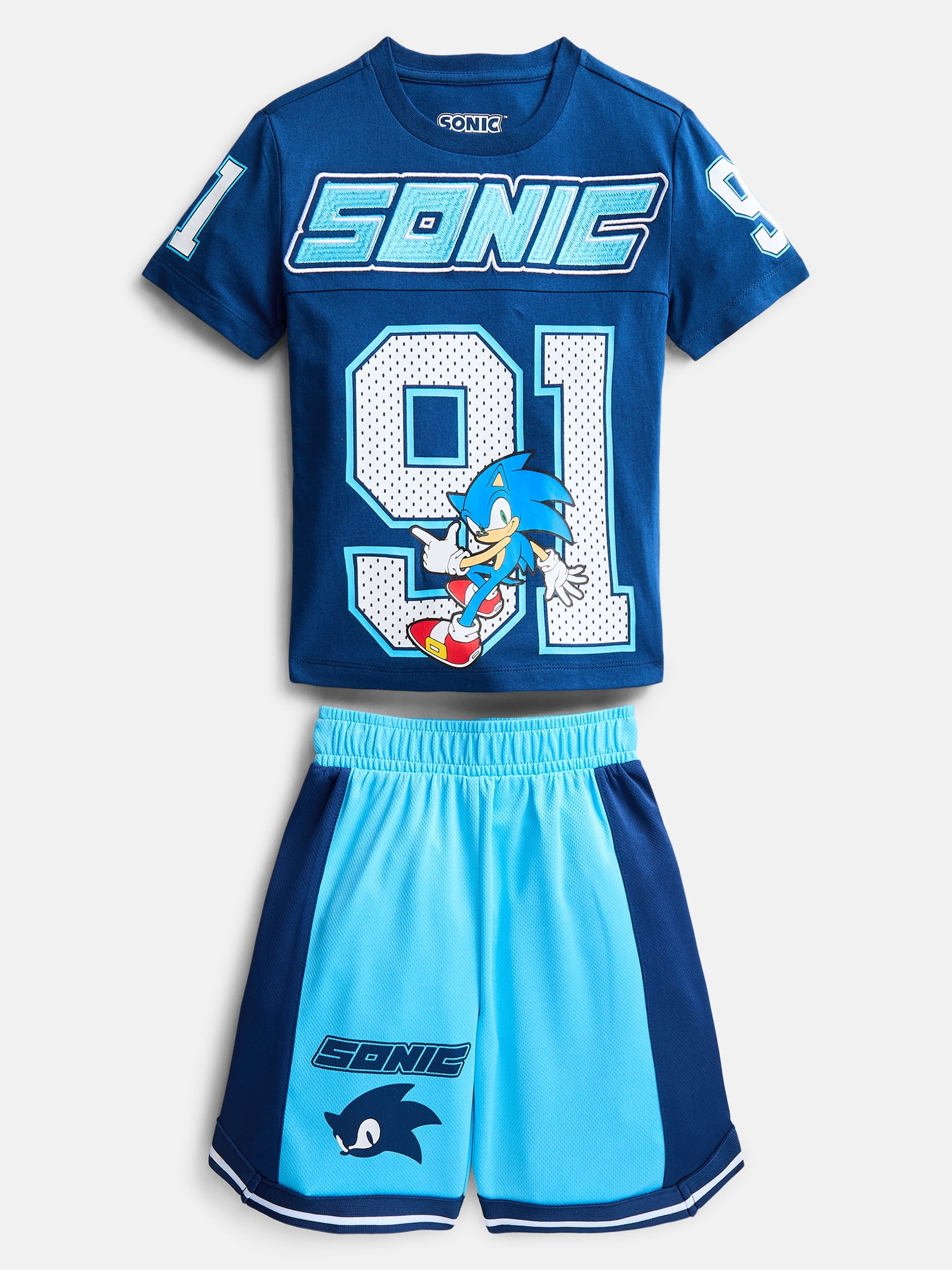 Sonic the Hedgehog Boys Short Sleeve Tee and Matching Basketball Shorts Set, 2-Piece, Sizes 4-12