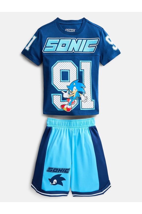 Sonic the Hedgehog Boys Short Sleeve Tee and Matching Basketball Shorts Set, 2-Piece, Sizes 4-12