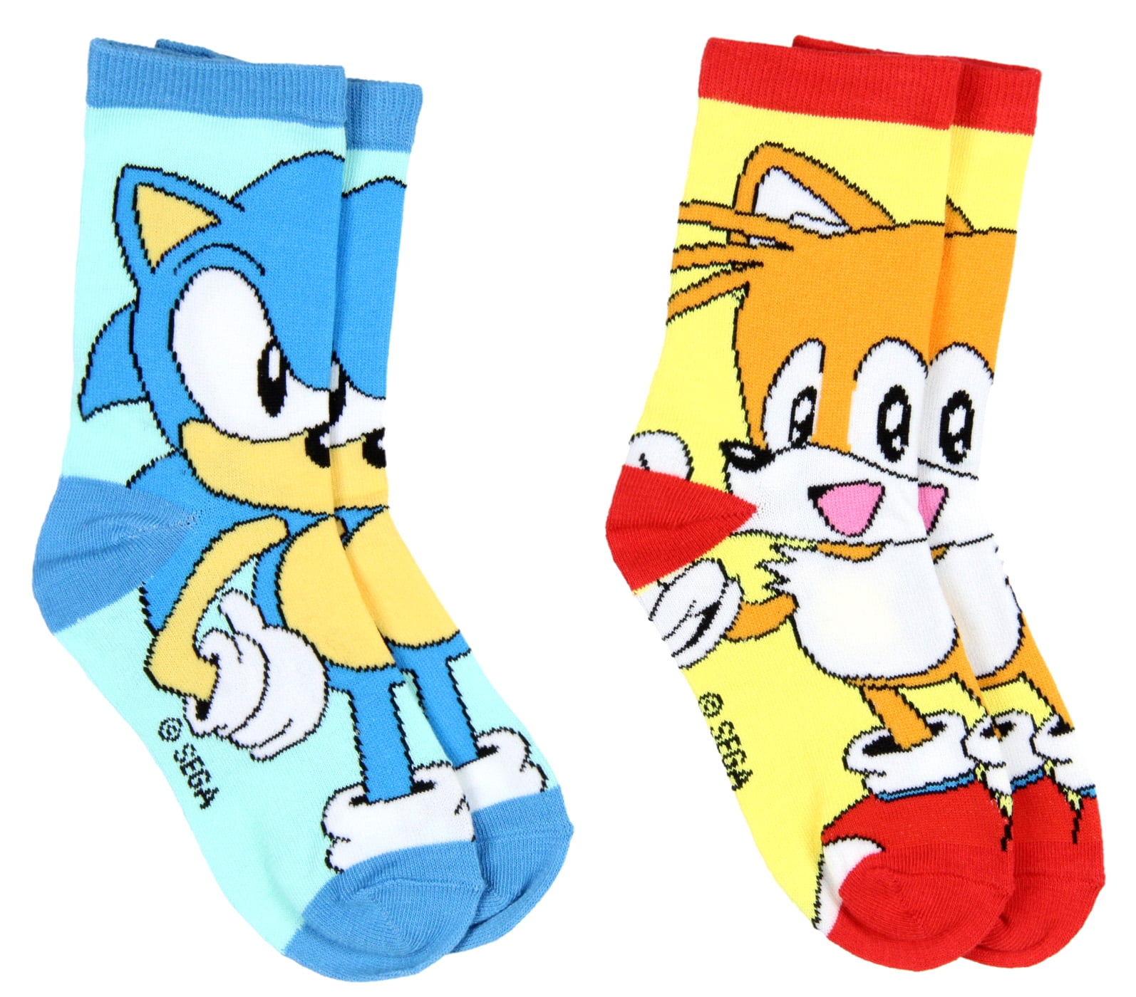 SEVEN TIMES SIX Sega Sonic The Hedgehog Boys' Socks Tails And Sonic Character 2 Pairs Athletic Crew Socks