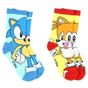 Sega Sonic The Hedgehog Boys' Socks Tails And Sonic Character 2 Pairs Athletic Crew Socks