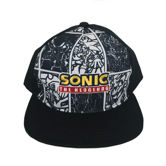 Sega Sonic The Hedgehog Cotton Adjustable Snapback Black Baseball Hat
