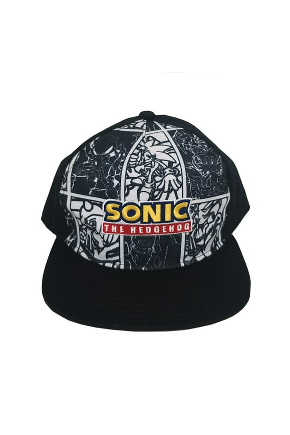 Sonic The Hedgehog Cotton Adjustable Snapback Black Baseball Hat