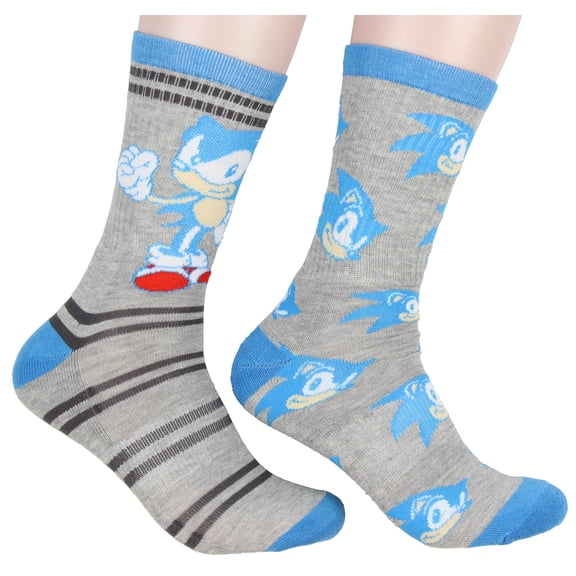Sega Sonic The Hedgehog Supersonic Speed Novelty Crew Socks Two Pack