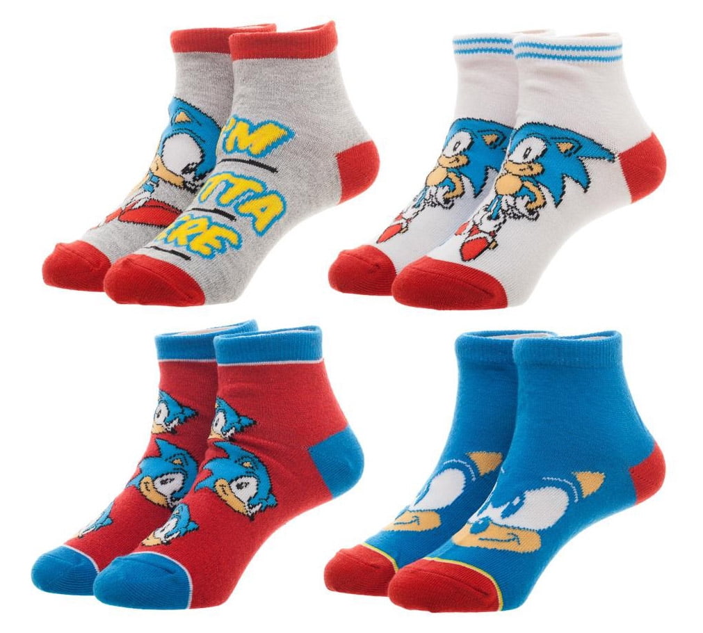 SEVEN TIMES SIX Sega Sonic The Hedgehog Youth Ankle Socks 4 PAIRS