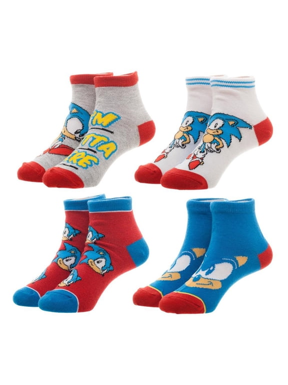 Sega Sonic The Hedgehog Youth Ankle Socks 4 PAIRS
