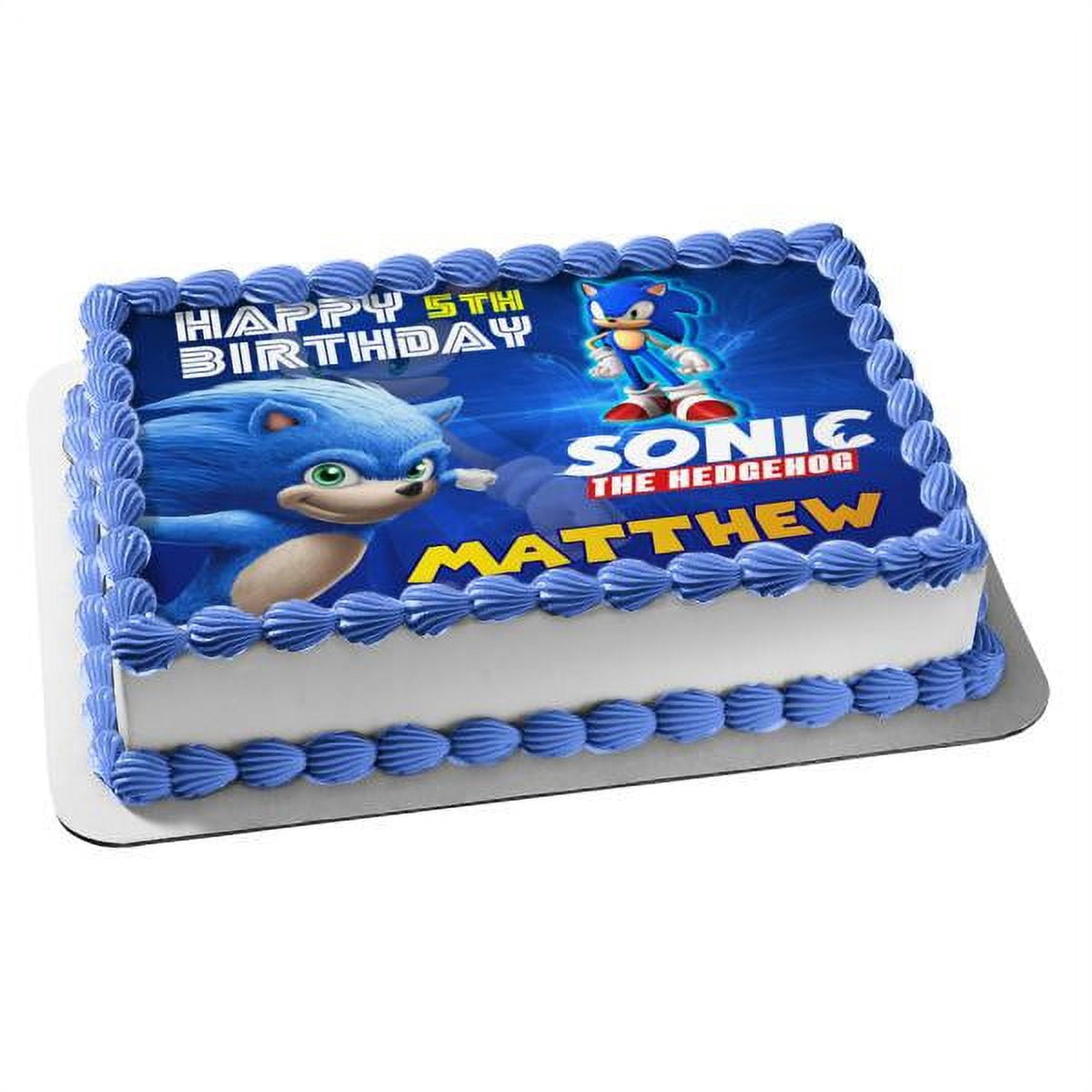 Printable Sonic the Hedgehog 7th Birthday Cake (Instant Download