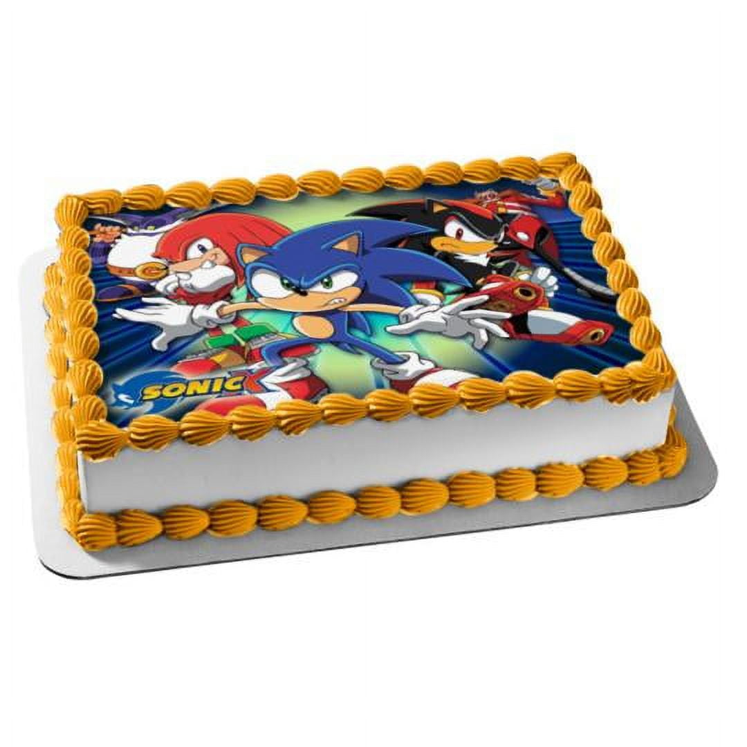 7.5 Inch Edible Sonic Cake Toppers – Themed Birthday Party Collection of  Edible Cake Decorations fits 8 inch round cake or larger 