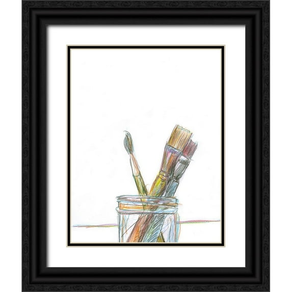 Segal, Alan 12x14 Black Ornate Wood Framed with Double Matting Museum Art Print Titled - Brushes