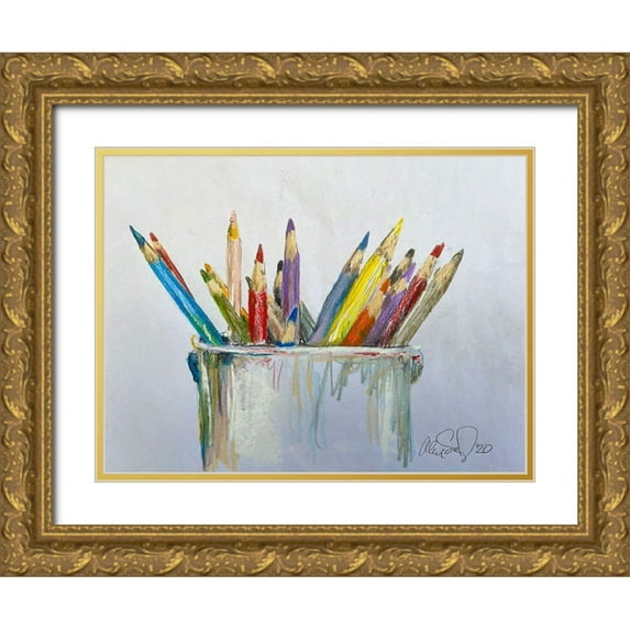 Segal, Alan 14x12 Gold Ornate Wood Framed with Double Matting Museum Art Print Titled - Pencil Jars