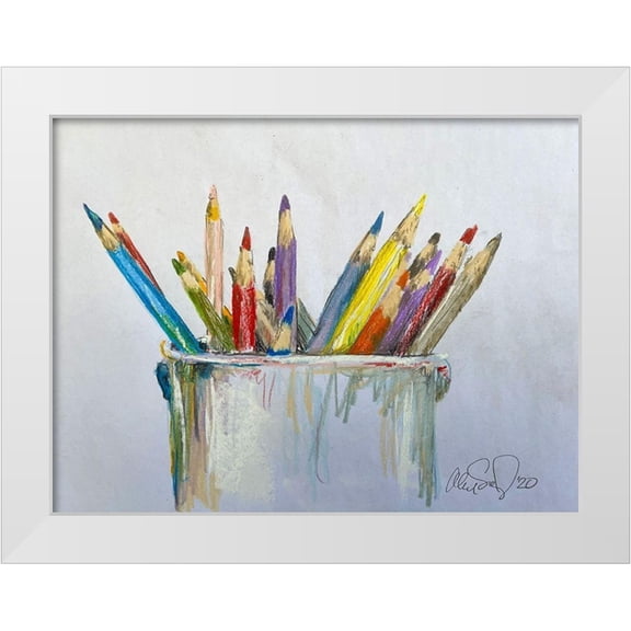 Segal, Alan 14x12 White Modern Wood Framed Museum Art Print Titled - Pencil Jars