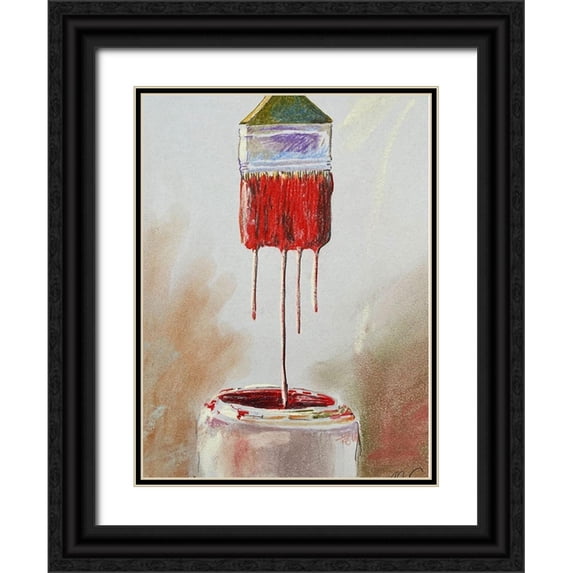 Segal, Alan 19x24 Black Ornate Wood Framed with Double Matting Museum Art Print Titled - Red Drips
