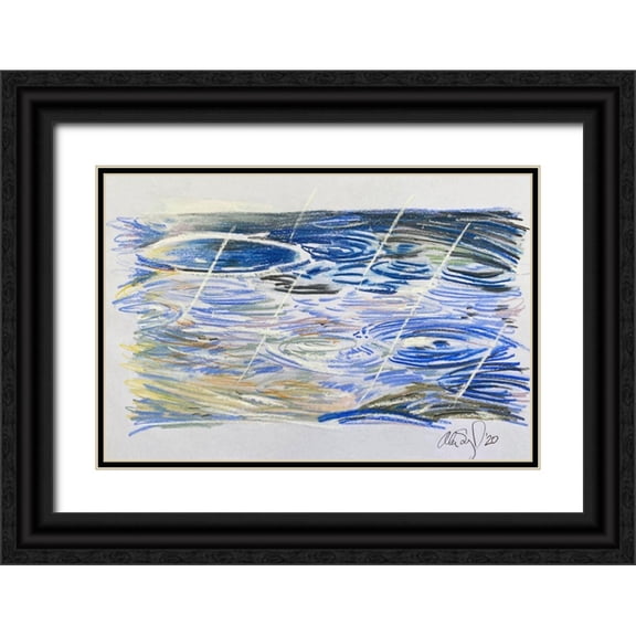Segal, Alan 24x17 Black Ornate Wood Framed with Double Matting Museum Art Print Titled - Rain Drops
