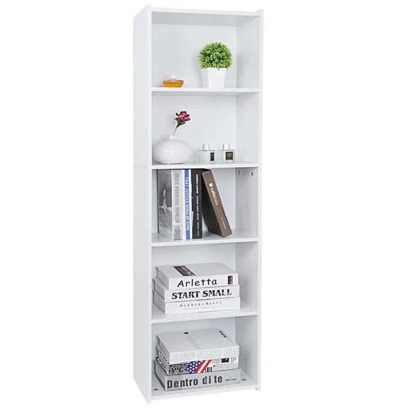 Segawe 5-Tiers Bookshelf Small Bookcase Narrow Multipurpose Collection Display Storage 15.8"x 9.5"x 52"