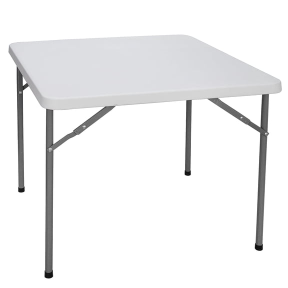 ZENY 34" Square Plastic Folding Table, Portable Card Table for Backyard Party & Events, White