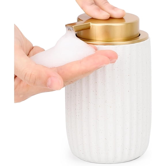 ABCISI Foam Soap Dispenser Refillable, 10.8oz White Ceramic Foaming Hand Soap Dispenser, 320ml Empty Bathroom Lotion Dispensers Press Foaming Pump Bottle Modern Home Kitchen Containers for Creams