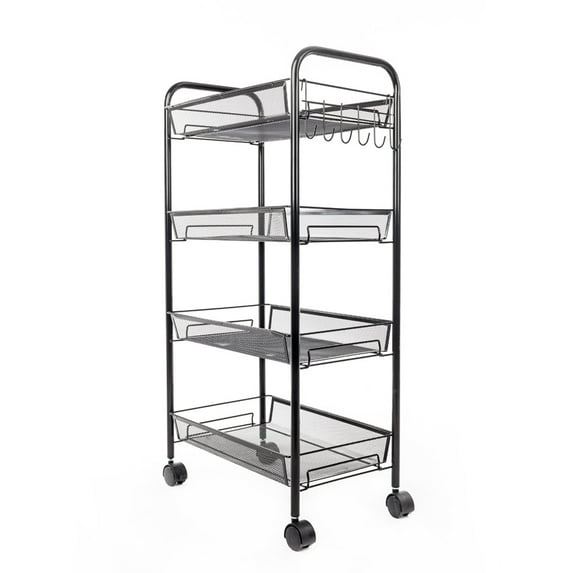 Segmart 10.24"W x 17.32"D x 33.46"H 4-Shelf Freestanding Shelving Unit, Black