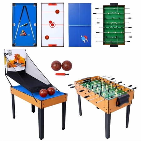Segmart 5-in-1 Multi Game Table, 48'' Foosball Table, Pool Table, Basketball, Archery, Soccer, Ping Pong, Air Hockey, All in One Combo Game Table Set for Home, Friends & Family, Vintage Brown