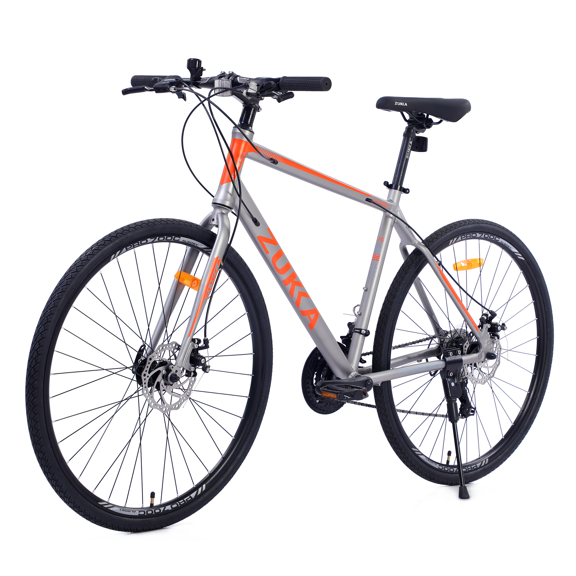 Segmart 21-Speed Mountain Bike, 28-inch Wheels Lightweight Road Bike, Hybrid Aluminum Frame and Upgrade Dual Disc Brake MTB for Men Women Adult, Silver, SS2065 - image 1 of 8