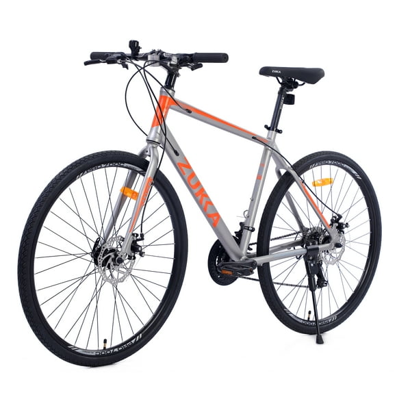 Segmart 21-Speed Mountain Bike, 28-inch Wheels Lightweight Road Bike, Hybrid Aluminum Frame and Upgrade Dual Disc Brake MTB for Men Women Adult, Silver, SS2065