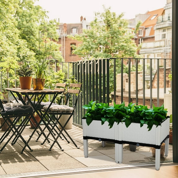 Segmart 2PCS Raised Garden Bed, Outdoor Free Splicing Injection Plastic Raised Planting Box, Elevated Planter Box with Legs for Outdoor Patio, Deck, SS2241
