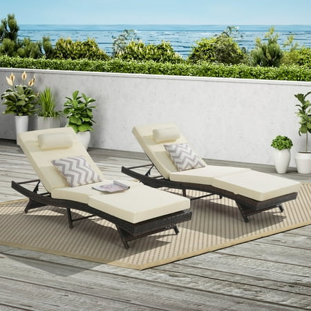 Outdoor Wicker Reclining Lounge Chair Set of 2, 5-Position Adjustable Patio Sunbathing Chairs up to 150°, 600 lbs Capacity Each, Weather-Resistant Rattan for Lawn Poolside Beach