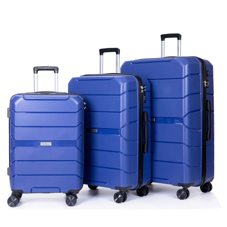 3 Piece Luggage Sets, Expandable Large Capacity Traveling Storage Suitcase, Hardside Lightweight Durable Suitcase Set Two Hooks Double Spinner Wheels T