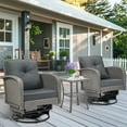 thumbnail image 1 of Segmart 3-Piece Outdoor Rocking Chairs Set, PE Wicker Rattan Conversation Bistro Furniture Sets with Glass Top Side Table for Porch Backyard, Max Weight, 360LBS, Dark Gray, 1 of 8