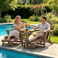 thumbnail image 1 of Folding Adirondack Chair with Hidden Footrest & Cup Holder –Outdoor Lounger with Reclining Back, Oversized Seat, Realistic Wood Grain Finish for Patio Garden Pool, 1 of 7