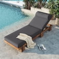 thumbnail image 1 of 78.8'' Outdoor Patio Chaise Lounge Chair, Acacia Wood Adjustable Recliner with Headrest and Retractable Side Tray, 3-Position Backrest, 400 lbs Capacity for Poolside Garden Beach, 1 of 7