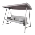 thumbnail image 1 of Segmart 3-Seat Deluxe Outdoor Porch Swing, 2 in 1 Large Patio Swing Chair with Weather Resistant Steel Frame, Adjustable Tilt Canopy, Removable Cushion, Suitable for Garden, Poolside, Balcony, Gray, 1 of 7