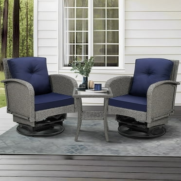 Segmart 3Pcs Patio Furniture Set, Outdoor Conversation Set Swivel Rocking Chairs with Coffee Table & Thickened Cushions,  for Patio Porch Deck
