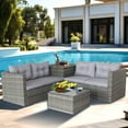 thumbnail image 1 of Segmart 4 Piece Rattan Wicker Patio Furniture, Outdoor Conversation Set with Storage Ottoman, All-Weather Rectangle Patio Sofa Wicker Set with Cushions for Backyard Garden Pool, 1 of 12