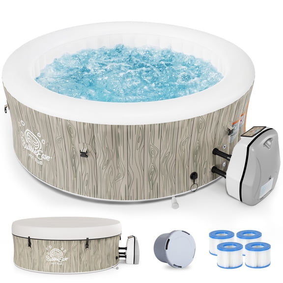 Segmart 6-8 Person Inflatable Hot Tub, 80-inch Round Outdoor Portable Spa with 140 Bubble Jets, Heating & Filtration System, 104°F Max Temp, Backyard Blow up Hot Tub with Cover, Easy-Setup