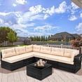 thumbnail image 1 of Segmart 7 Piece Pe Rattan Outdoor Patio Bar Set, Dark Gray/Beige, 1 of 12