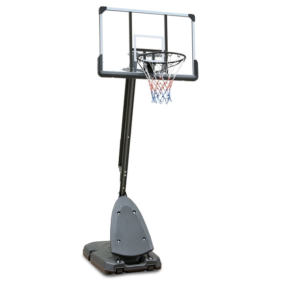 Adjustable Height Basketball Hoop System 7.5ft to 10ft - 44" Polycarbonate Backboard - Portable Outdoor Basketball Goal with Wheels & Weighted Base