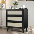 thumbnail image 1 of Segmart Black 3 Dresser for Bedroom with 3 Drawers, Rattan Modern Closet Dressers, Chest of Drawers with Golden Handles, for Bedroom, Living Room, Hallway, 1 of 8