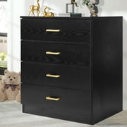 Segmart Black 4 Drawer Dresser for Small Space, Wood Storage Cabinet for Living Room, Chest of Drawers with Metal Handle for Bedroom