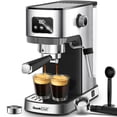 thumbnail image 1 of Fully Automatic Espresso Machine, SEGMART 20 Bar Stainless Steel Automatic Coffee Maker with Automatic Cleaning Function, 20 Cup Espresso, Americano, Long Coffee, Built-in Grinder, Black, SS1085, 1 of 8