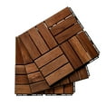 thumbnail image 1 of Segmart Deck Tiles, 12"x12" (10 Pack) Patio Pavers Solid Wood Outdoor Flooring Interlocking Patio Tiles, Checker Pattern Decking, Waterproof Balcony Flooring, Natural Color, SS2010, 1 of 11