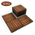 thumbnail image 1 of Segmart Deck Tiles, 12"x12" (10 Pack) Patio Pavers Solid Wood Outdoor Flooring Interlocking Patio Tiles, Striped Pattern Decking, Waterproof Balcony Flooring, Natural Color, SS2022, 1 of 12