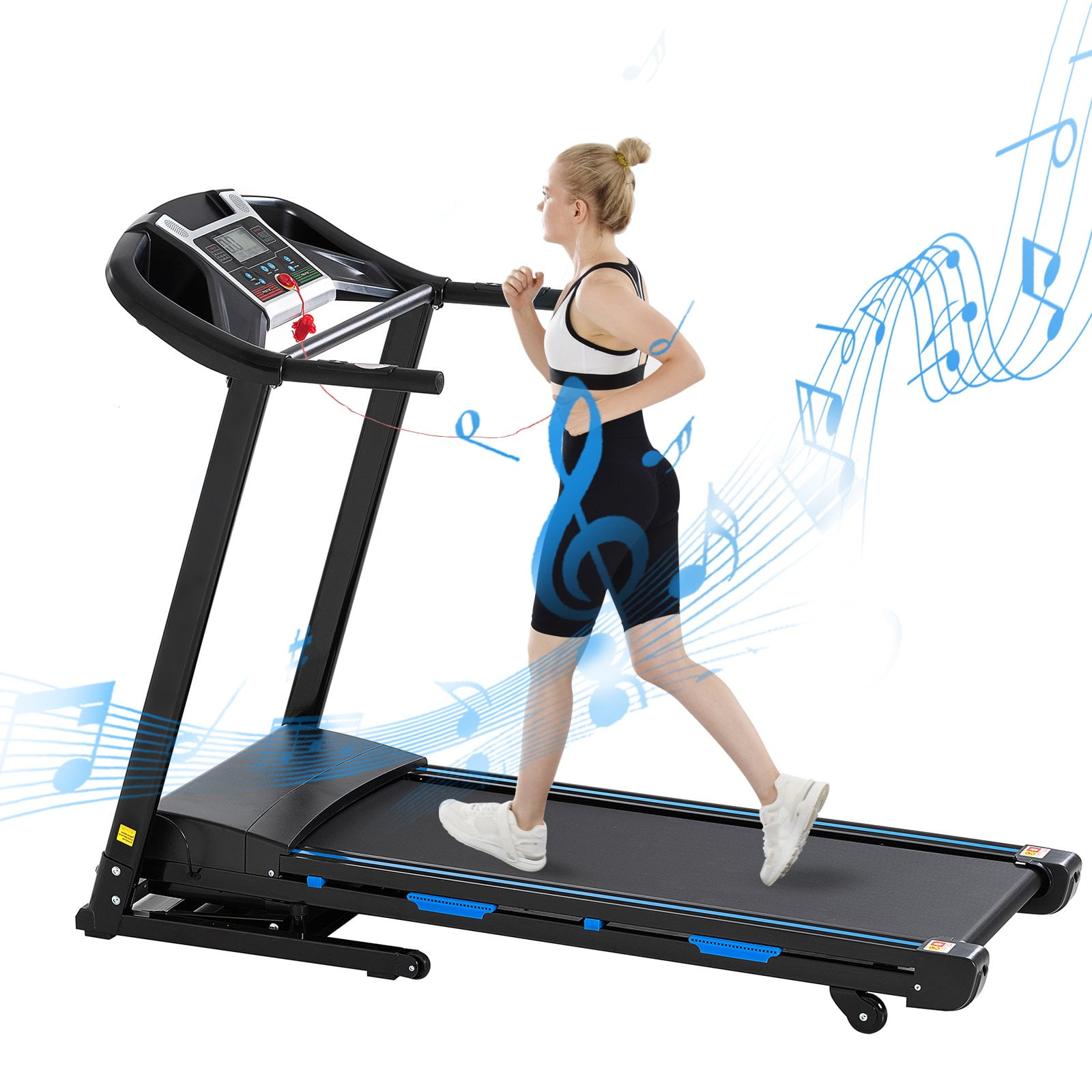 Segmart Electric Foldable Exercise Treadmill with 3 Manual Adjustable Incline 16.5 In. Wide Tread Belt for Home Digital Exercise Machine with 14.8
