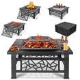 thumbnail image 1 of 32" Fire Pits for Outside, Updated Segmart Outdoor Firepit with Fireplace Screen, Lid Square Wood Burning Fireplace Heater/Ice Pit for Camping, Outdoor Heating, Bonfire and Picnic, Black, 1 of 13