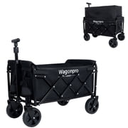 Expandable Dual-Layer Utility Wagon with 100% Extra Space – 225Lbs Capacity Folding Garden Cart, Lightweight Steel Frame, All-Terrain Swivel Wheels for Camping Grocery Sports Beach
