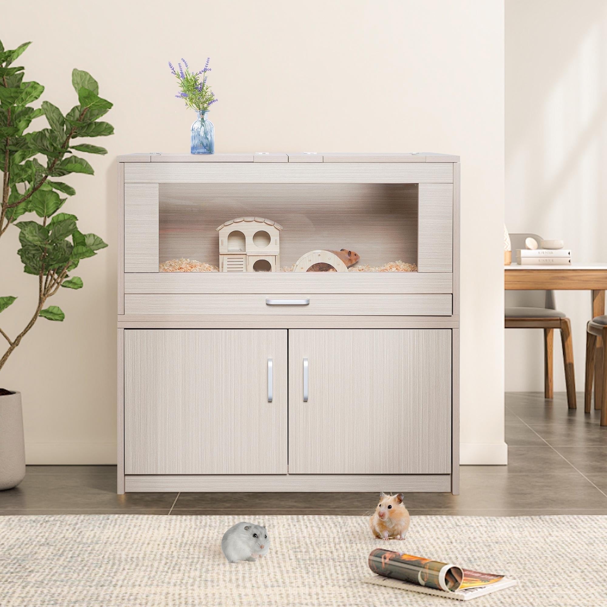 フリーチェスト　BE/BK/WAL/WH Segmart Deluxe Wooden Hamster Cage with Storage, Openable Top