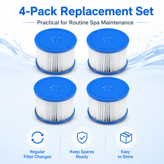Segmart Hot Tub Filter Cartridge, 4 Pack Replacement Spa Filters Compatible with All Segmart Built-in Pump Inflatable Hot Tubs, Easy-Clean Pool Filter Cartridges for Cleaner Spa Water
